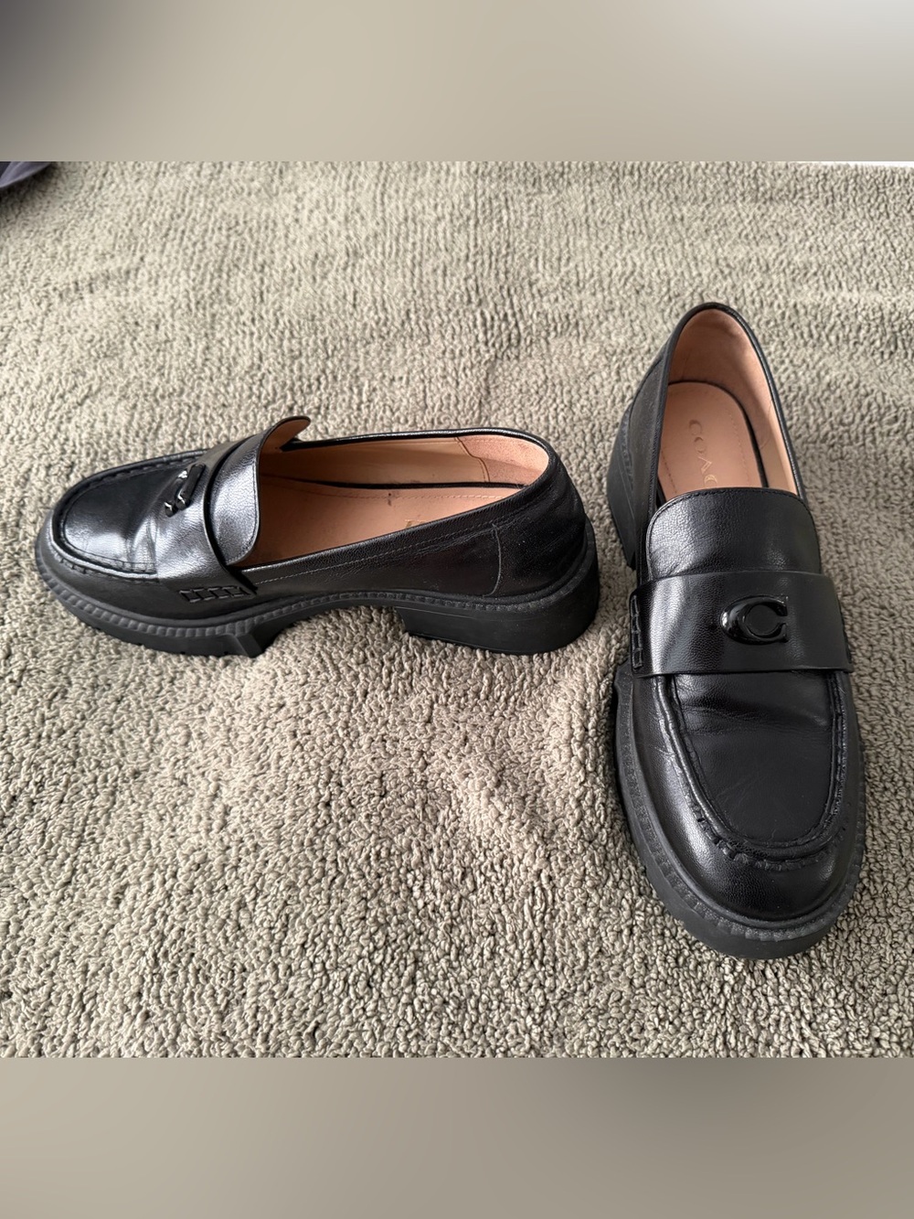 Coach Leah Black Leather Loafers - Picture 6 of 6